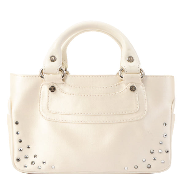Celine Satin Rhinestone Mini Boogie White