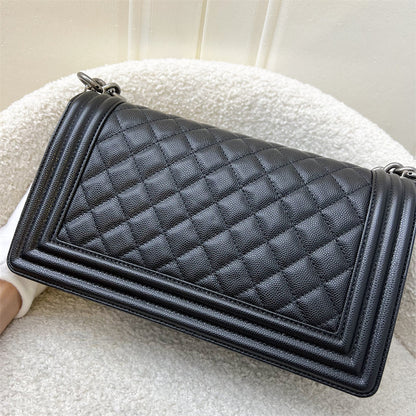 Chanel Medium 25cm Boy Flap in Black Caviar and RHW
