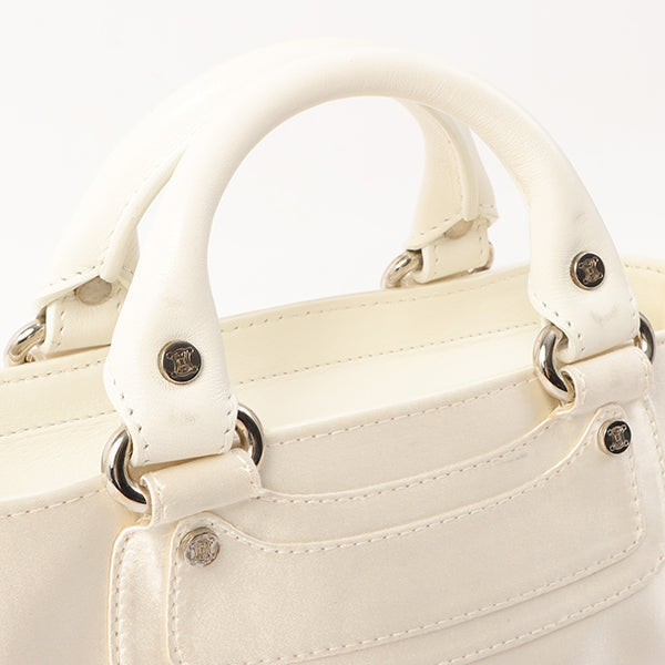 Celine Satin Rhinestone Mini Boogie White