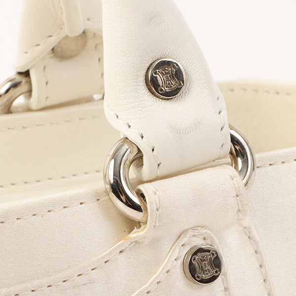 Celine Satin Rhinestone Mini Boogie White