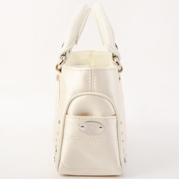 Celine Satin Rhinestone Mini Boogie White