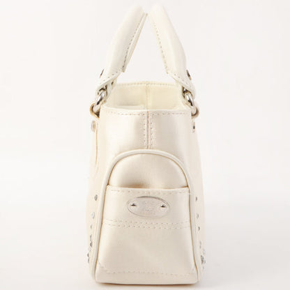 Celine Satin Rhinestone Mini Boogie White