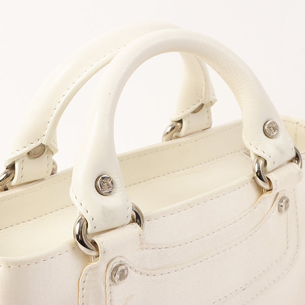 Celine Satin Rhinestone Mini Boogie White