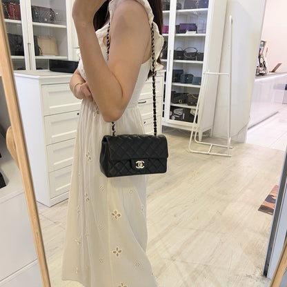 Chanel Classic Mini Rectangle Flap in Black Lambskin and LGHW (Model: A69900)
