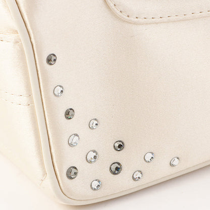 Celine Satin Rhinestone Mini Boogie White