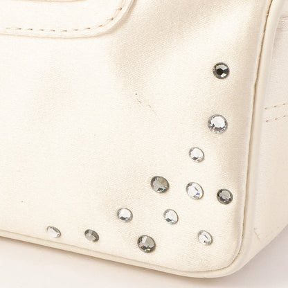 Celine Satin Rhinestone Mini Boogie White