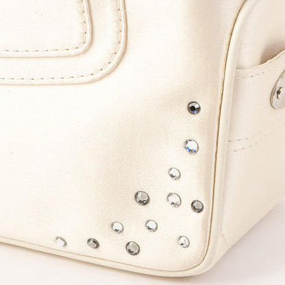 Celine Satin Rhinestone Mini Boogie White