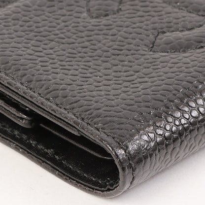 CHANEL Around 1997 Made Caviar Skin Cc Mark Stitch Key Case Black