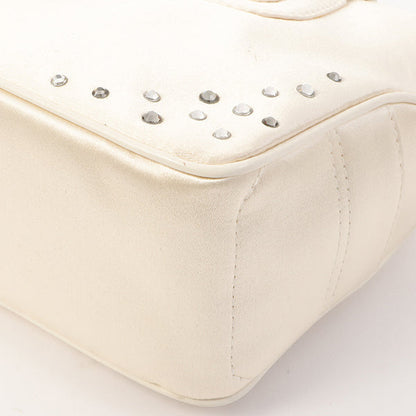 Celine Satin Rhinestone Mini Boogie White