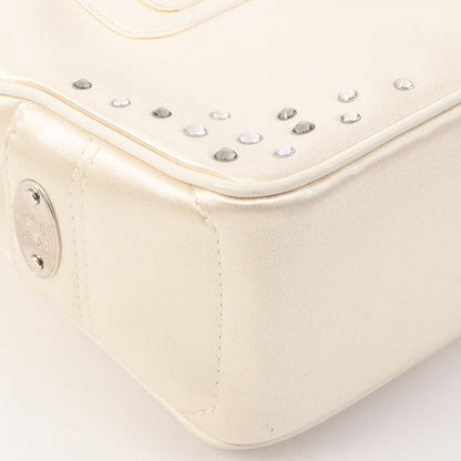 Celine Satin Rhinestone Mini Boogie White
