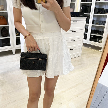 [Local Set - Jan 2026] Chanel 26P Vanity / Clutch with Chain (LP Style Bag) in Dark Blue Denim and LGHW (Model: AP4385)