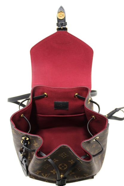 Louis Vuitton Classic Monogram with Black Leather Montsouris PM Backpack
