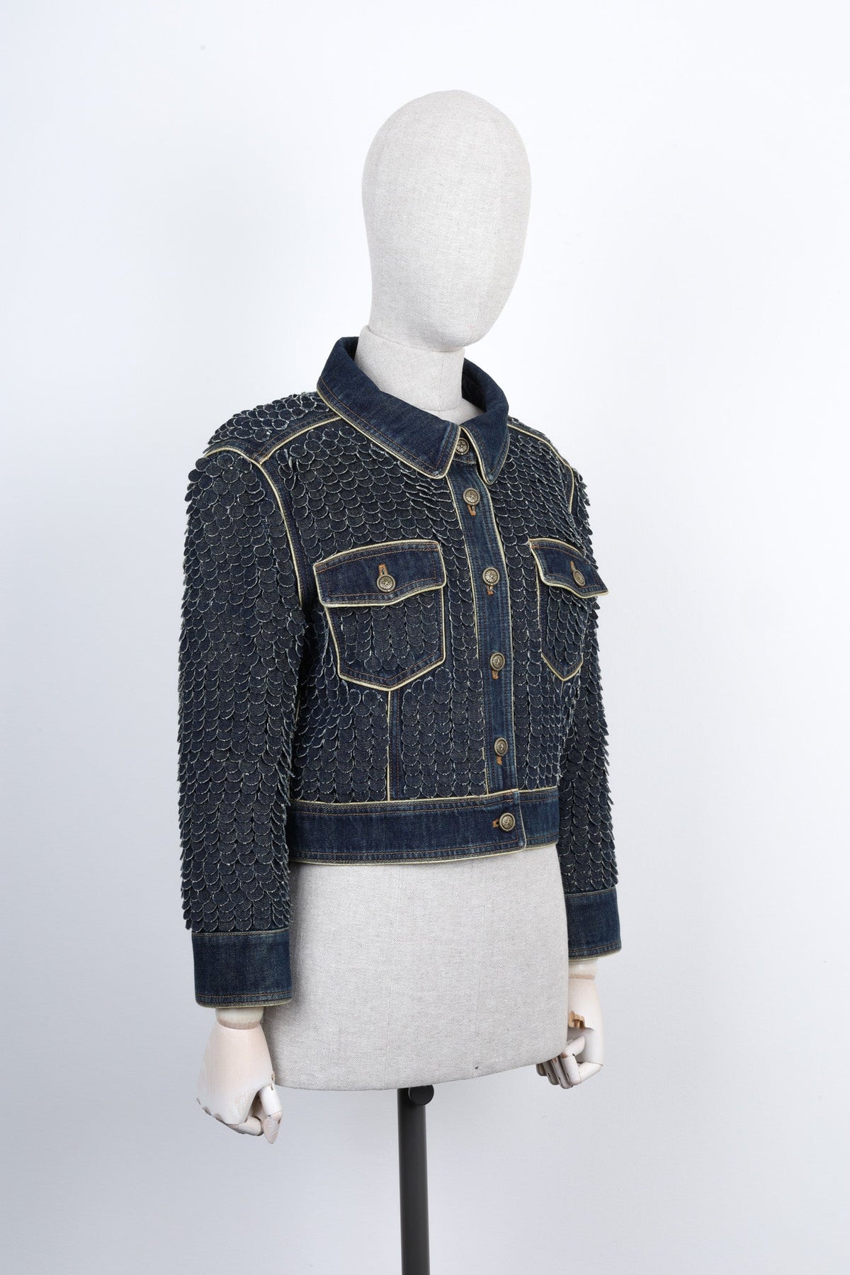 CHANEL 2014 Paris-Dallas Fish Scale Denim Jacket