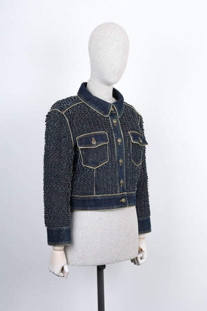 CHANEL 2014 Paris-Dallas Fish Scale Denim Jacket