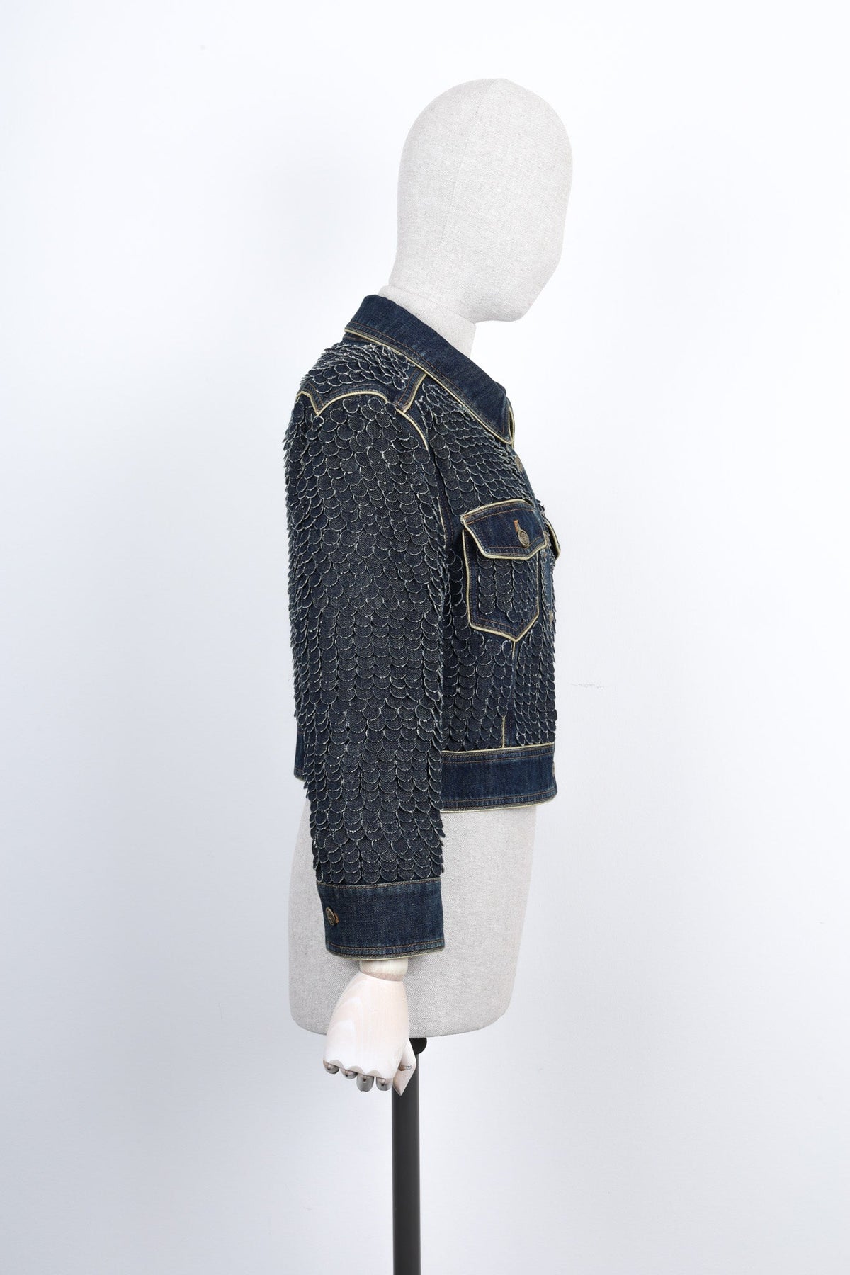 CHANEL 2014 Paris-Dallas Fish Scale Denim Jacket
