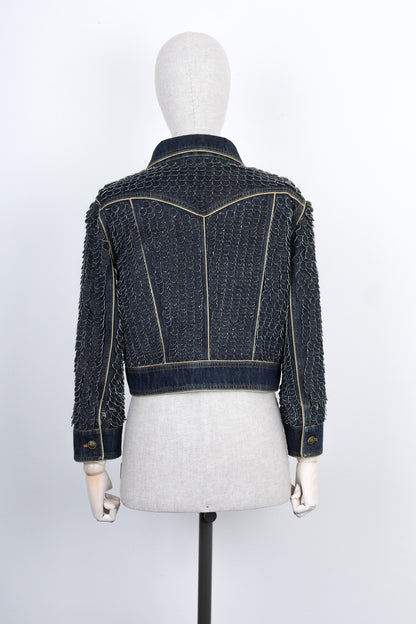 CHANEL 2014 Paris-Dallas Fish Scale Denim Jacket