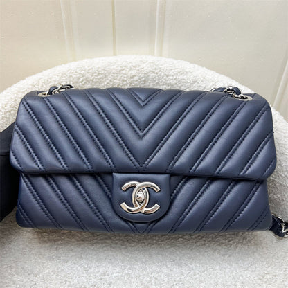 Chanel Seasonal Medium Flap Bag in Chevron Quilted Navy Lambskin and SHW (Model: A93027)