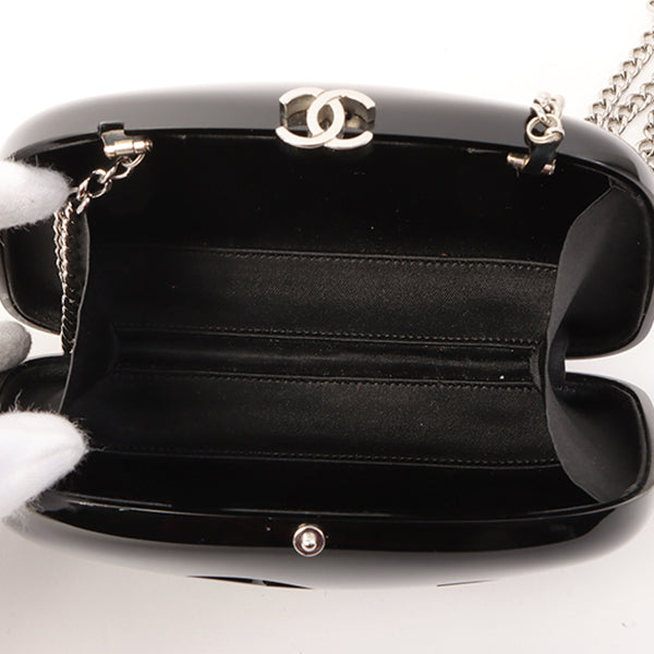 Chanel Around 2007 Plastic Camellia Cutout Chain Bag Black/Silver
