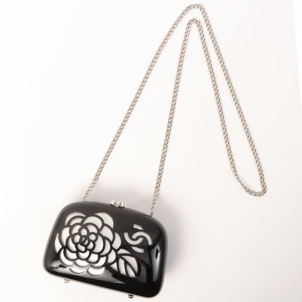 Chanel Around 2007 Plastic Camellia Cutout Chain Bag Black/Silver