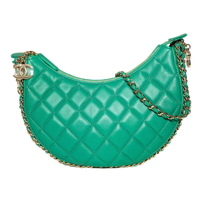 Chanel Small Green Quilted Hobo Bag
