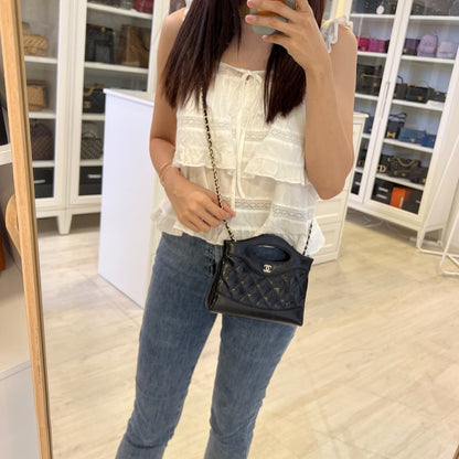 Chanel 31 Nano Shopping Bag in 25P Black Shiny Calfskin and LGHW (Model: AP3656)
