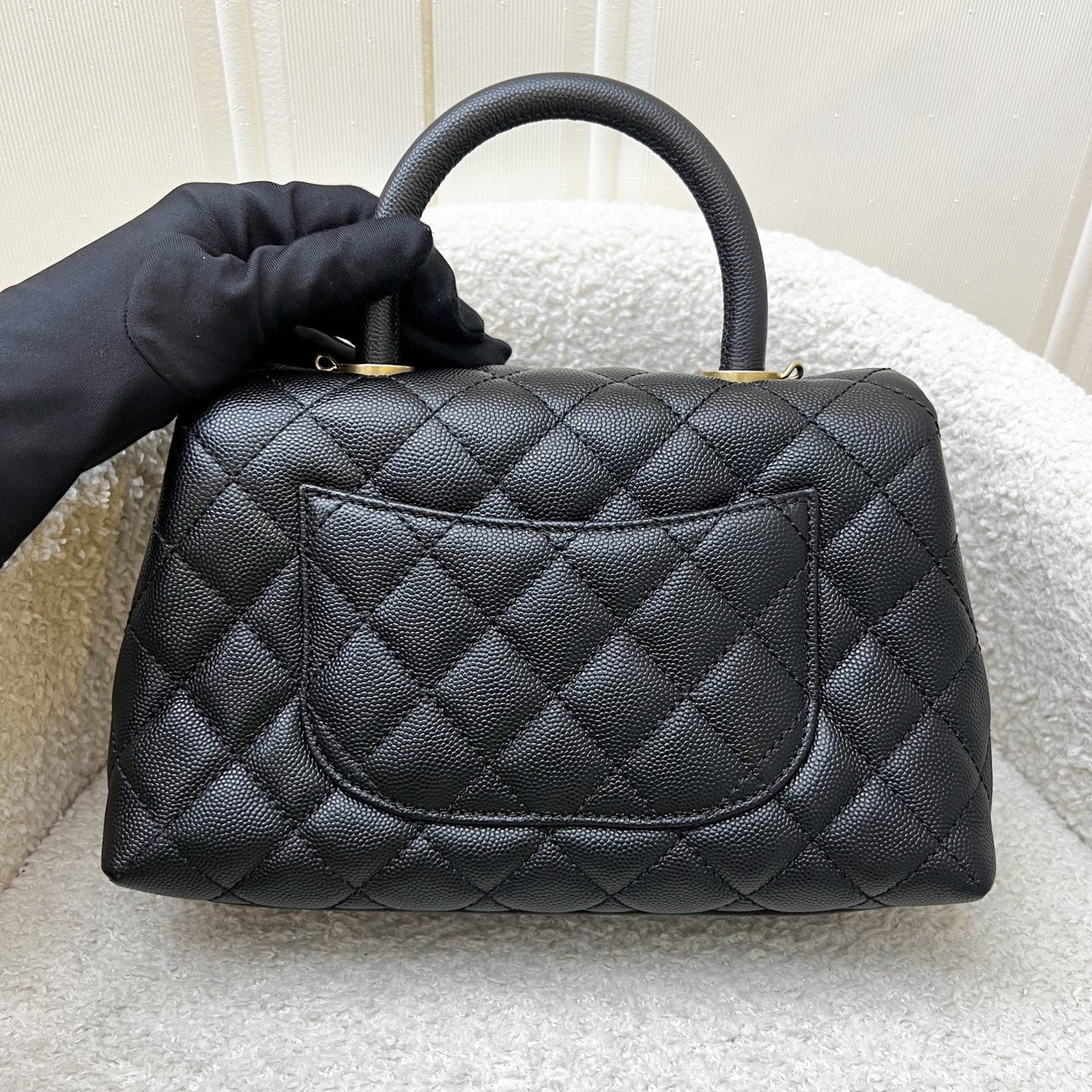Chanel Small 24cm Coco Handle Flap in Black Caviar and AGHW (Model: A92990)
