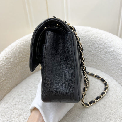 Chanel Small Classic Flap CF in Chevron Quilted Black Caviar and LGHW (Model: A01113)