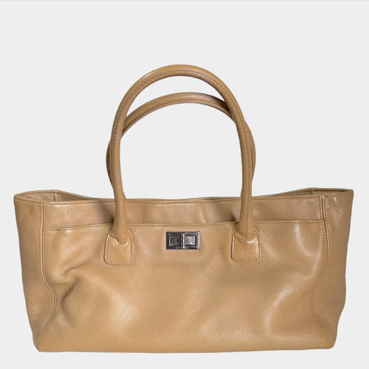 Chanel Cerf Executive 2005 East West Small Camel Caviar Leather Handbag
