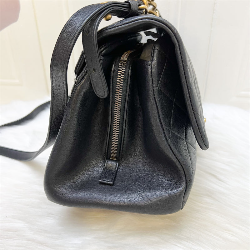Chanel Large Trapezio Flap Bag in Black Calfskin and AGHW