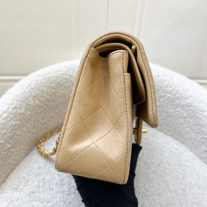 Chanel Vintage Small Classic Flap CF in Milk Tea Beige Lambskin and 24K Gold Plated HW