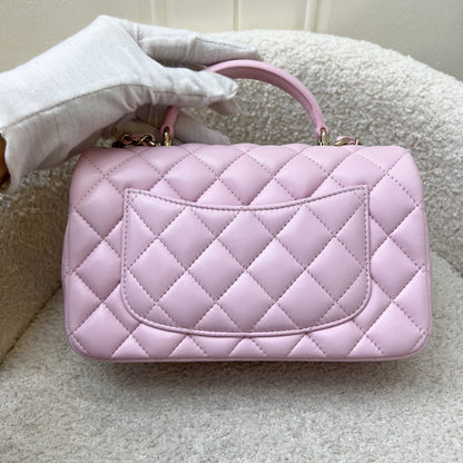 [Brand New] Chanel Top Handle Mini Rectangle Flap in 25S Light Pink Lambskin AGHW (Model: AS2431)