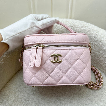 Chanel 22S Top Handle Vanity Case with Chain in Pink Caviar LGHW (Model: AS3171)