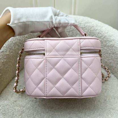 Chanel 22S Top Handle Vanity Case with Chain in Pink Caviar LGHW (Model: AS3171)