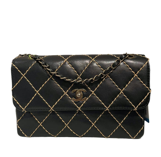 Chanel Wild Stitch Flap Black Leather with Stitching Detail 2000-2002