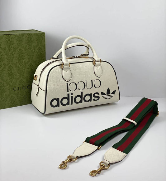 Gucci x adidas mini duffle bag white