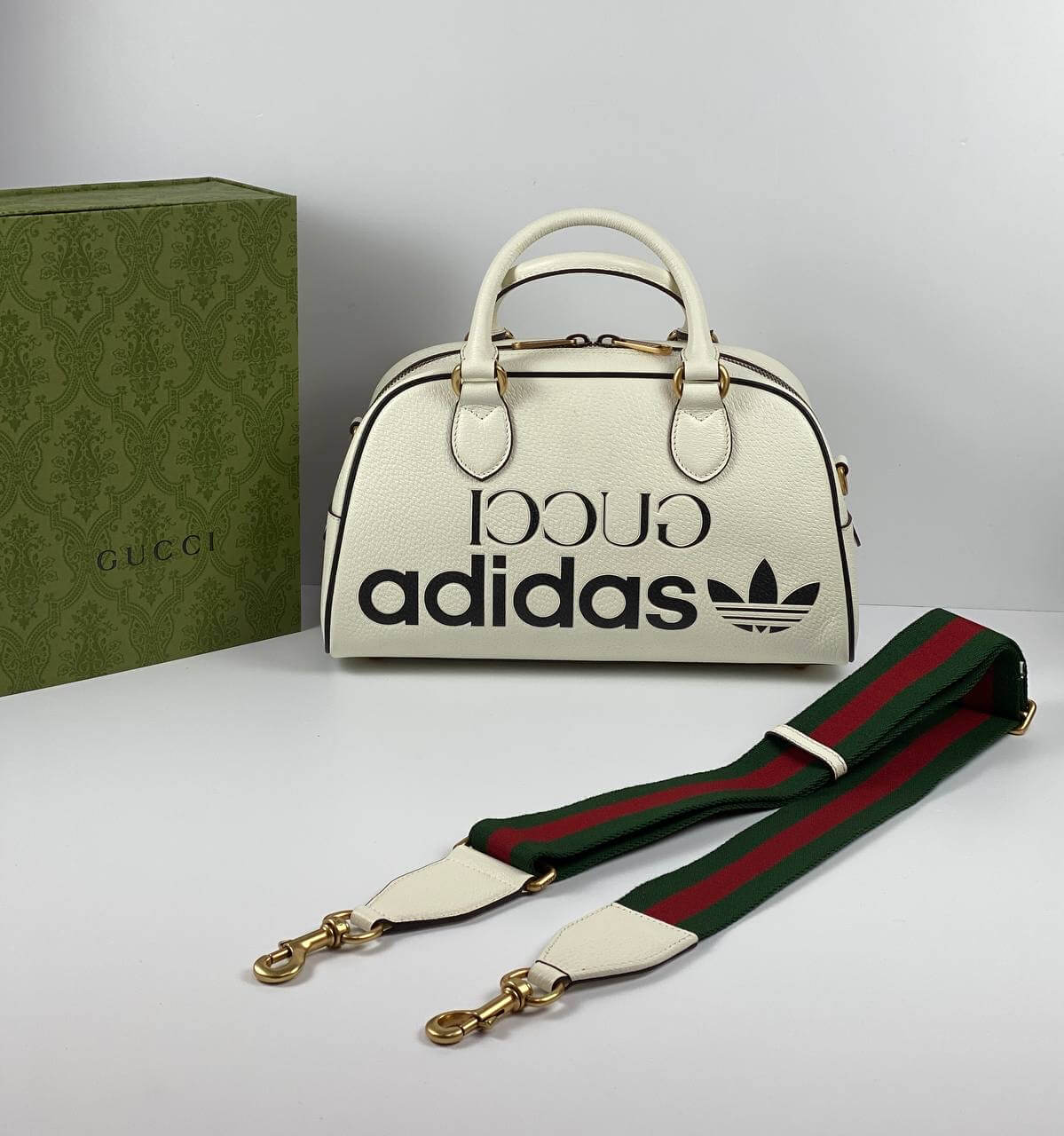 Gucci x adidas mini duffle bag white