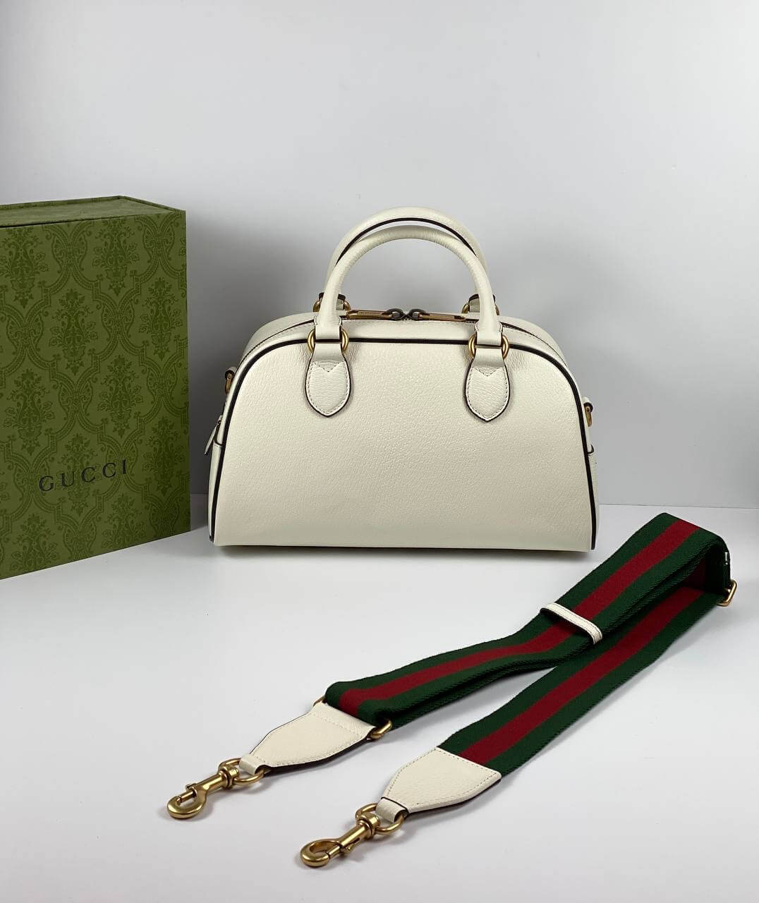 Gucci x adidas mini duffle bag white