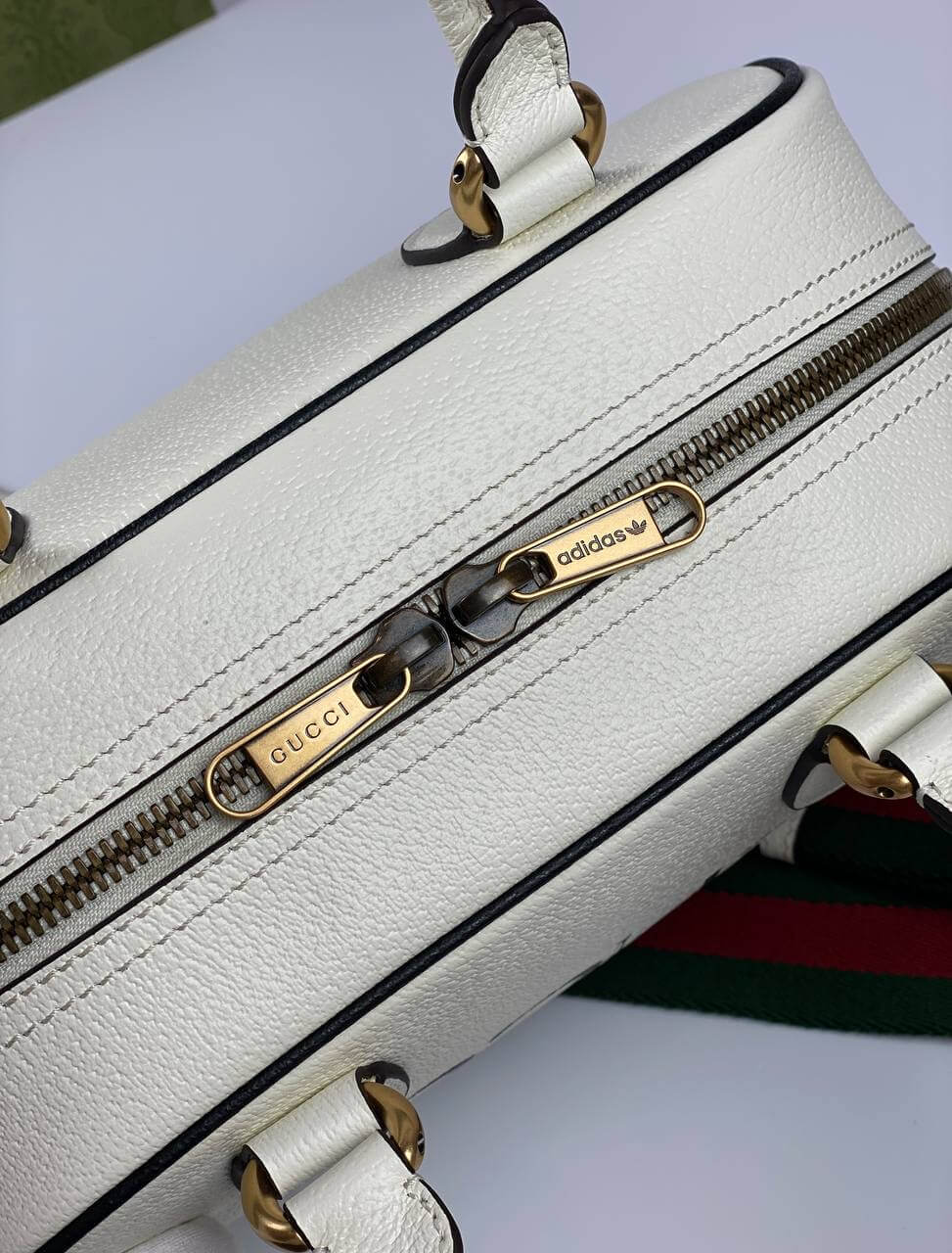 Gucci x adidas mini duffle bag white