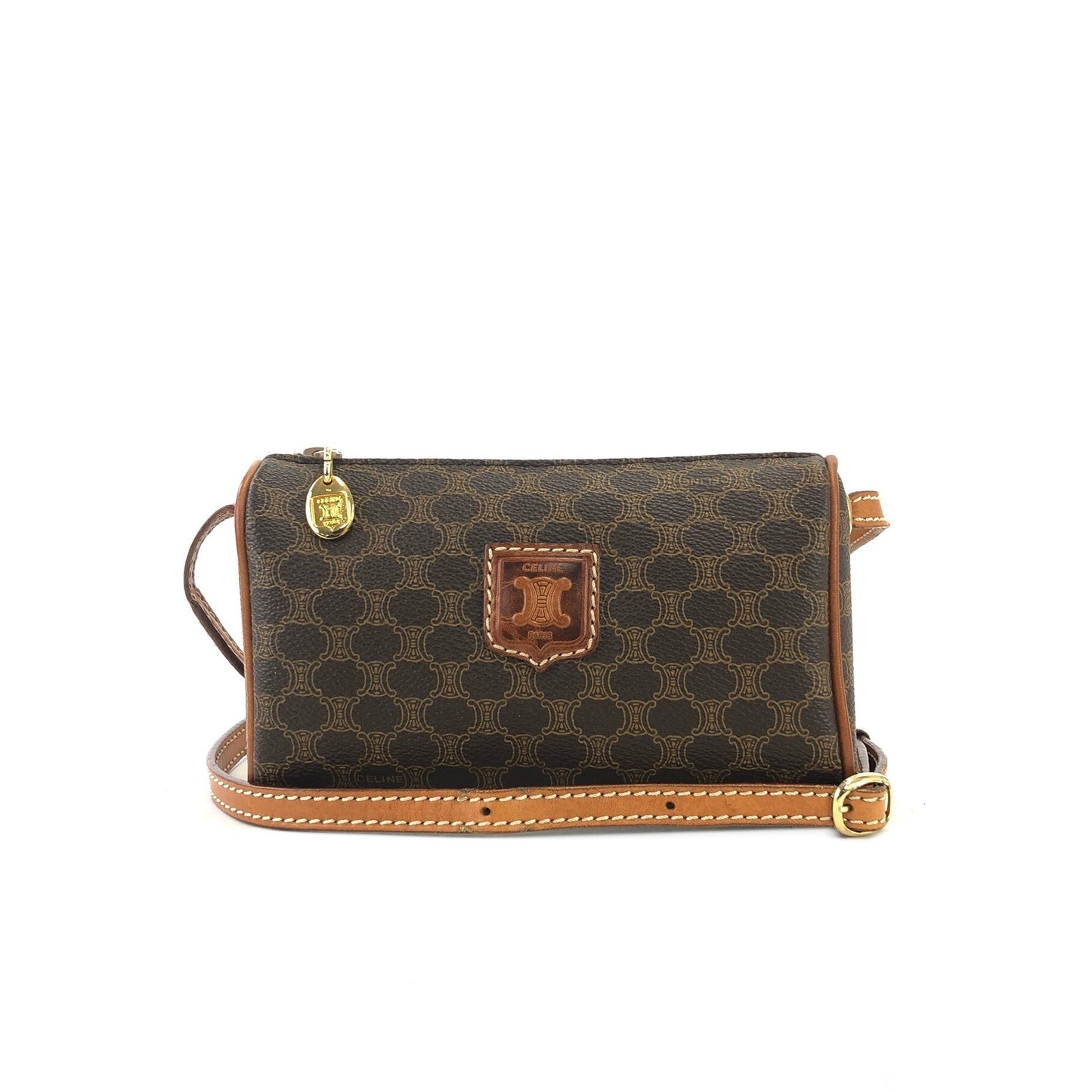 CELINE  Crossbody Small Shoulder bag Brown vintage Old Celine ty6g48