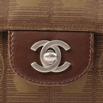 Chanel Around 2002 Made New Travel Nylon Chocolate Bar Turn-Lock Chain Bag Khaki/Brown