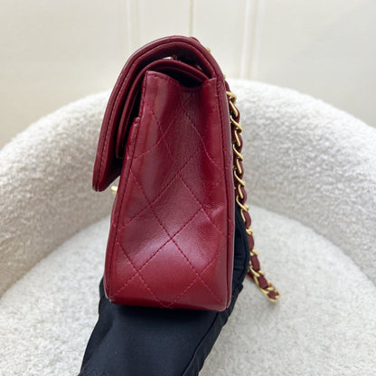 Chanel Vintage Small Classic Flap CF in Red Lambskin and 24K Gold Plated HW