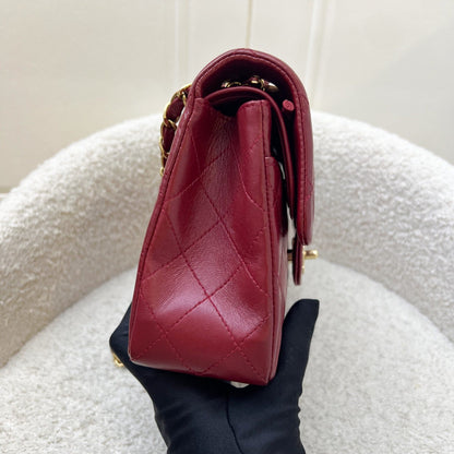 Chanel Vintage Small Classic Flap CF in Red Lambskin and 24K Gold Plated HW
