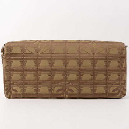 Chanel Around 2002 Made New Travel Nylon Chocolate Bar Turn-Lock Chain Bag Khaki/Brown