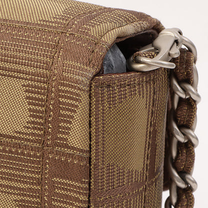 Chanel Around 2002 Made New Travel Nylon Chocolate Bar Turn-Lock Chain Bag Khaki/Brown