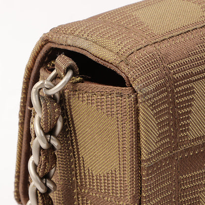 Chanel Around 2002 Made New Travel Nylon Chocolate Bar Turn-Lock Chain Bag Khaki/Brown