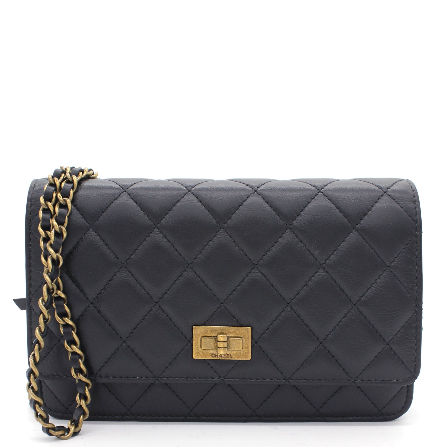 Aged Calfskin Reissue Wallet On Chain WOC Black
