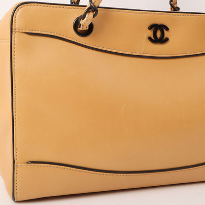 Chanel Around 2000 Made Cc Mark Plate Chain Shoulder Bag With Pouch Beige
