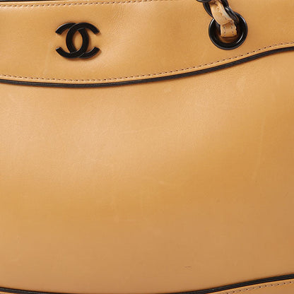 Chanel Around 2000 Made Cc Mark Plate Chain Shoulder Bag With Pouch Beige