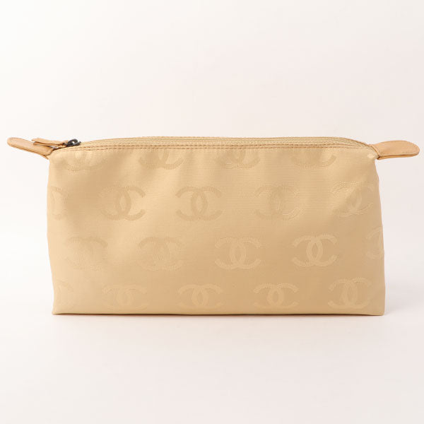 Chanel Around 2000 Made Cc Mark Plate Chain Shoulder Bag With Pouch Beige