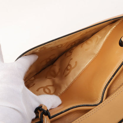 Chanel Around 2000 Made Cc Mark Plate Chain Shoulder Bag With Pouch Beige